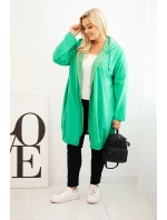 Dámská mikina Plus Size bavlněná s kapucí a zipem zelená