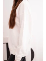 Dámska mikina z elastického bavlneného materiálu s okrúhlym výstrihom biela