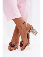 Průhledné Sandály na Podpatku se Šperky D&A MR61-9013 Zlaté