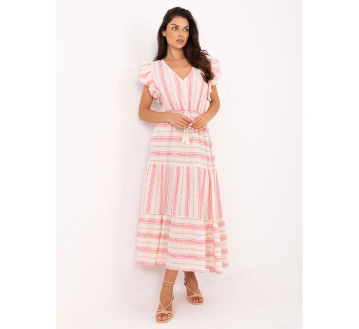 TW SK BI 28760.97 biele a ružové šaty TW SK BI 28760.97 biele a ružové šaty