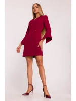 M876 Šaty so širokými manžetami - bordové