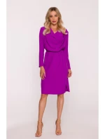 S428 Šaty s výstrihom - levanduľové