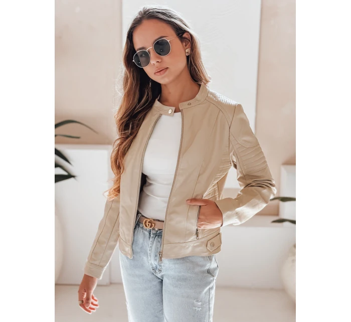 Dámská kožená bunda beige Dstreet model 21991902 - FashionStreet Dámská kožená bunda beige Dstreet model 21991902 - FashionStreet