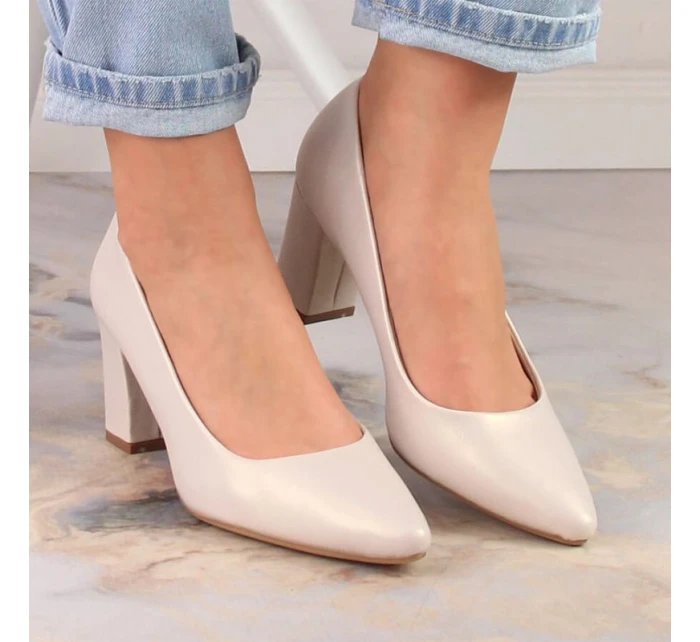 Sergio Leone W SK403C béžové perlové lodičky na podpätku Sergio Leone W SK403C béžové perlové lodičky na podpätku