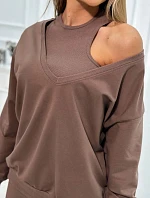 3-dielny set blúzka + top + legíny mocca