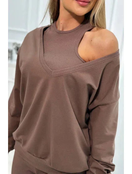 model 19752330 set halenka + top + legíny mocca - K-Fashion model 19752330 set halenka + top + legíny mocca - K-Fashion