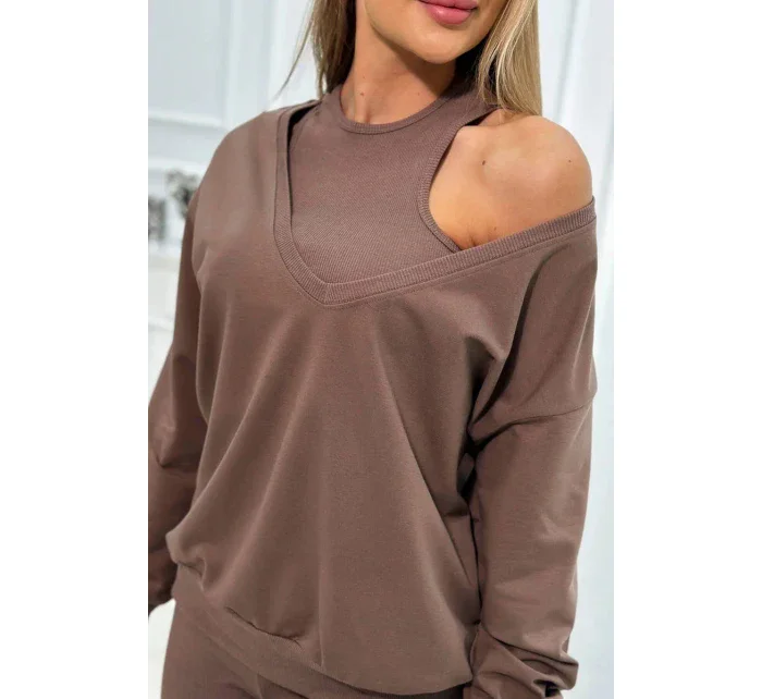 model 19752330 set halenka + top + legíny mocca - K-Fashion model 19752330 set halenka + top + legíny mocca - K-Fashion