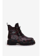 Lakované dámské obuv z přírodní kůže s bordó model 21712396 - Artiker Lakované dámské obuv z přírodní kůže s bordó model 21712396 - Artiker