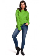BK038 Pletený plisovaný sveter - zelený