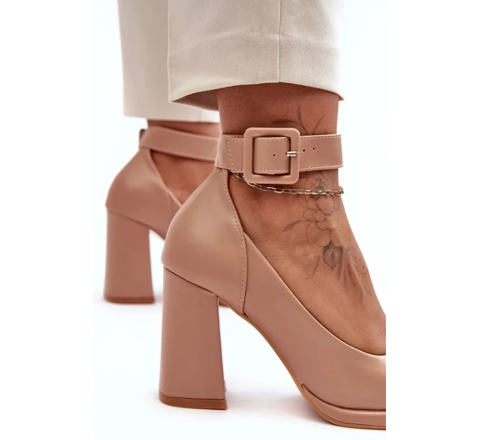 Lodičky na vysokom podpätku so sponou, béžové Idovana Lodičky na vysokom podpätku so sponou, béžové Idovana