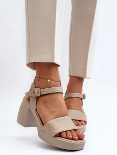 Dámske kožené sandále Zazoo, béžové