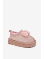 Detské snehové topánky s výšivkou a mašľou Daven - ružové Detské snehové topánky s výšivkou a mašľou Daven - ružové