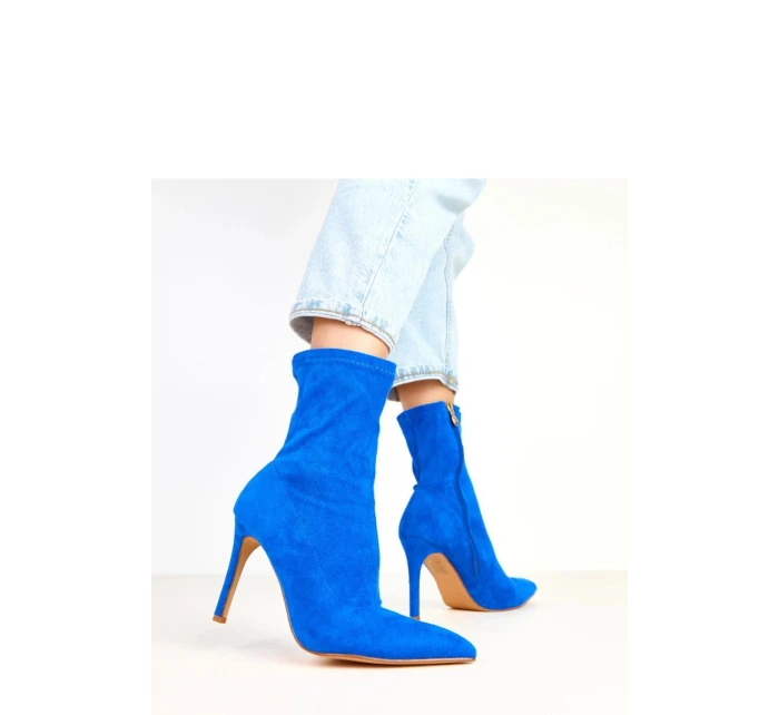 Dámské kotníkové boty na jehlovém podpatku Královská modř model 21798495 - Inello Dámské kotníkové boty na jehlovém podpatku Královská modř model 21798495 - Inello