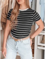 Dámské základní pruhované tričko černé Dstreet model 21986854 - FashionStreet