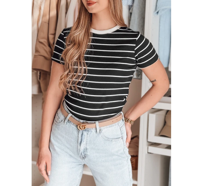 Dámské základní pruhované tričko černé Dstreet model 21986854 - FashionStreet