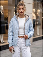 Dámska prešívaná prechodová bunda s kapucňou, svetlo modrá, FashionStreet TY5784 Dámska prešívaná prechodová bunda s kapucňou, svetlo modrá, FashionStreet TY5784