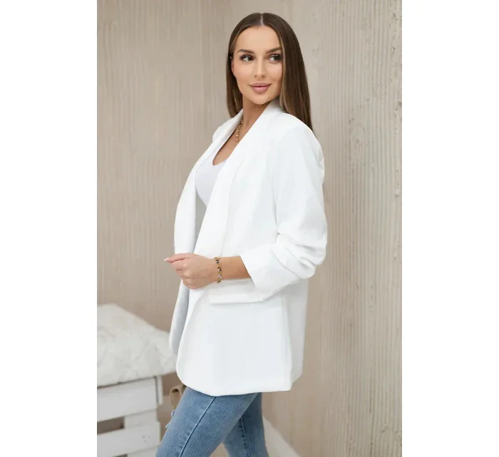 Sako s klopami elegantné ecru