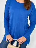 Sveter s prednými vreckami nevädze modrá