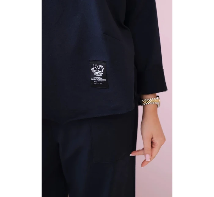 Bavlněná mikina kalhoty set námořnictvo Bavlněná mikina kalhoty set námořnictvo