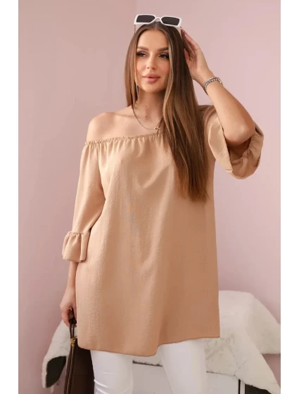 Španělská halenka s volánky na rukávu Velbloud Španělská halenka s volánky na rukávu Velbloud