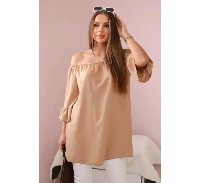 Španělská halenka s volánky na rukávu Velbloud Španělská halenka s volánky na rukávu Velbloud