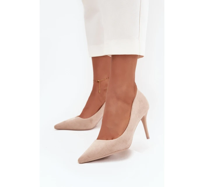 Dámské lodičky z eko semiše béžové model 21711417 - Boto