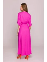 Dámske zavinovacie šaty S406 Tmavo ružová - Stylove