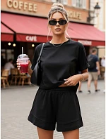 Bavlnená dámska súprava so šortkami Poľský výrobok čierna FashionStreet AY1169