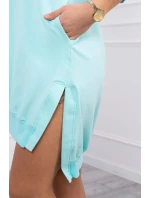 Šaty s kapucňou a dlhším chrbtom mint