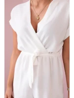 Krátký overal model 19780119 v pase ecru - K-Fashion Krátký overal model 19780119 v pase ecru - K-Fashion