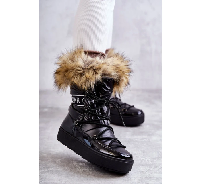 Dámské šněrovací boty do sněhu Černá model 21596340 - Boto Dámské šněrovací boty do sněhu Černá model 21596340 - Boto