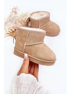 Dziecięce Ocieplane Botki Śniegowce Z Frędzlami Beżowe Mikyla