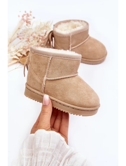 Dziecięce Ocieplane Botki Śniegowce Z Frędzlami Beżowe Mikyla