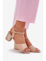 Sandały Damskie Na Słupku Vinceza 20275 Beżowe