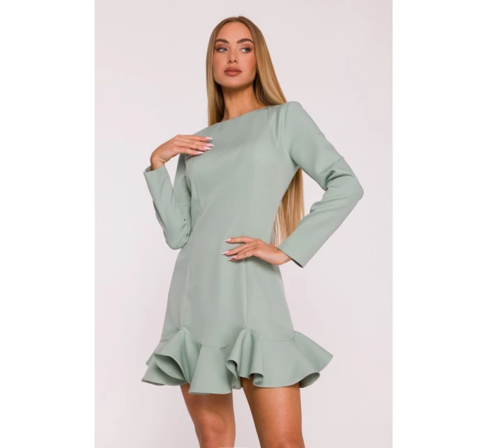 model 21296147 Šaty s volánkovým lemem mátové - Moe