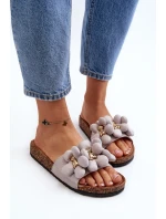 Dámské pantofle s ozdobami šedá Bunlia Dámské pantofle s ozdobami šedá Bunlia