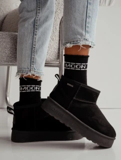 Dámske froté ponožky UNIQUE seamless MOON - čierne