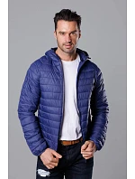 Modrá pánská prošívaná bunda s kapucí model 18345039 - J.STYLE Modrá pánská prošívaná bunda s kapucí model 18345039 - J.STYLE