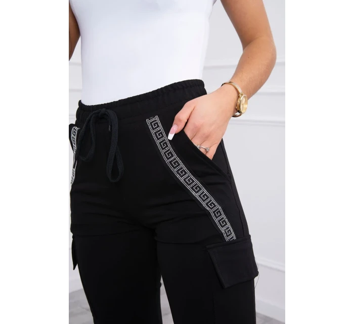 Bavlnené nohavice cargo čierne
