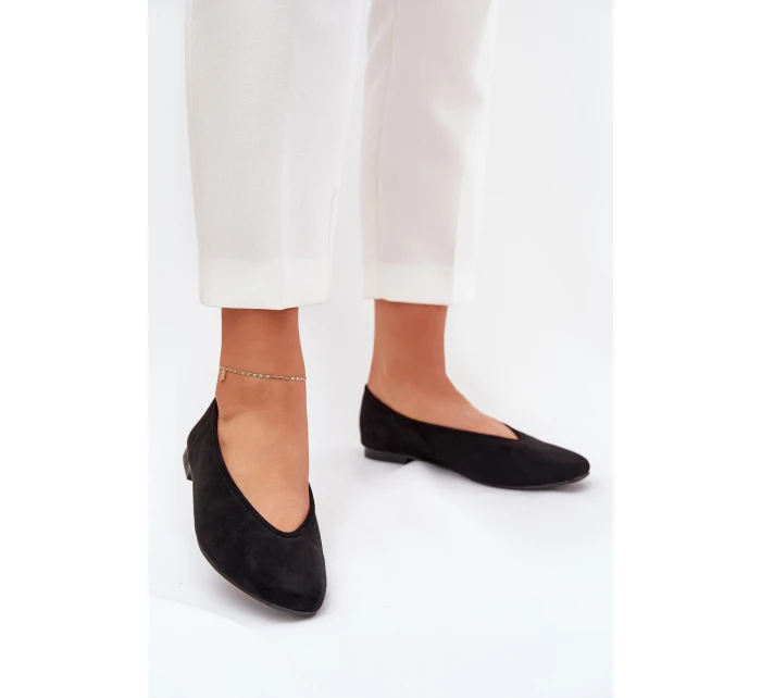Klasyczne Baleriny Z Eko Zamszu Czarne Osallin