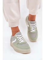 Niskie Sneakersy Damskie Na Platformie Zielone Telmira