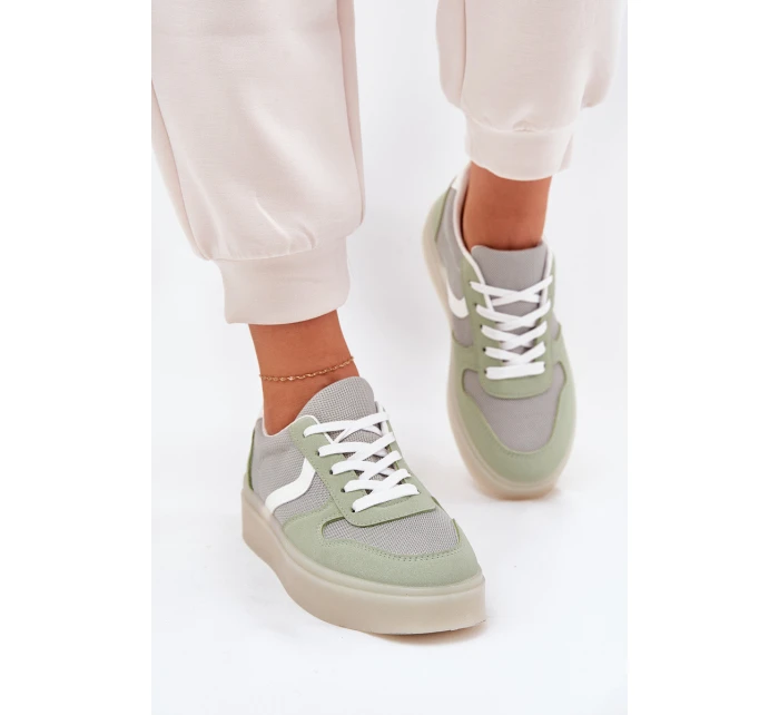 Niskie Sneakersy Damskie Na Platformie Zielone Telmira