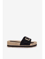 Dámské Sandały Na Platformě Se Zlatou Přezkou Černé model 21702342 - Boto