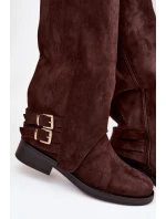 Ocieplane Kozaki Damskie Z Klamrami Czekoladowe Umbria