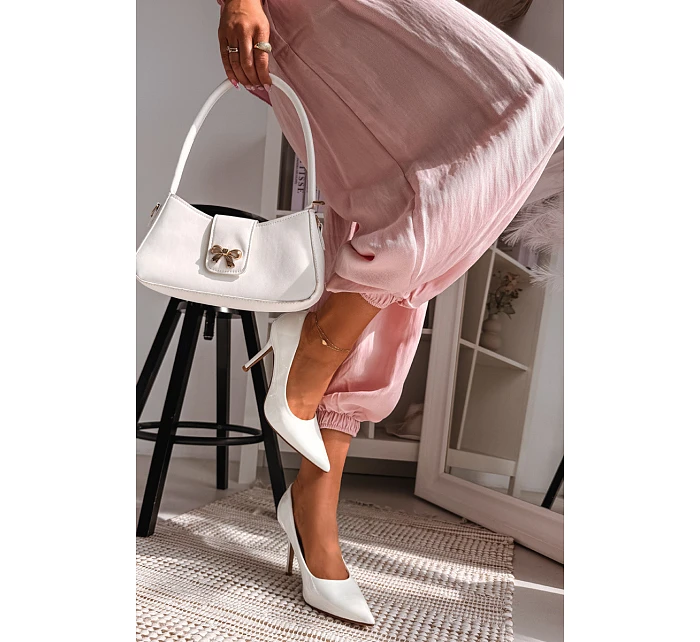 Klasické lakované lodičky z imitace kůže bílé Odira