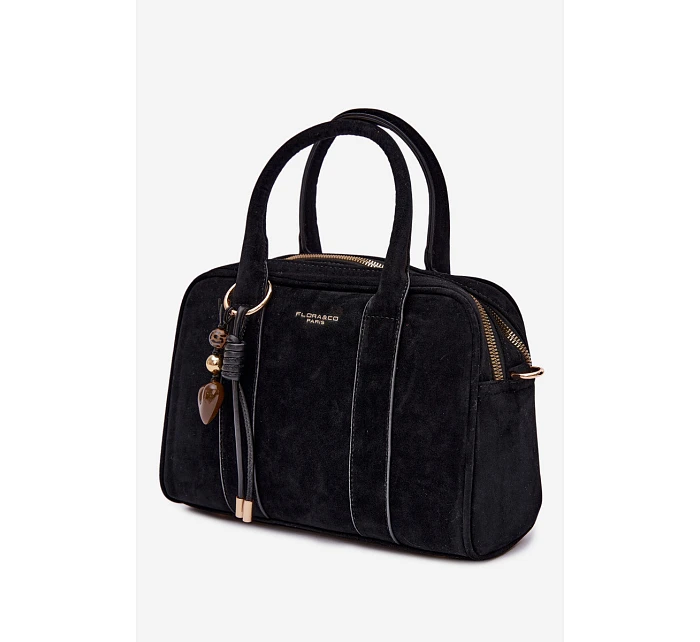 Eko semišová kabelka s přívěskem Černá model 22111552 - Flora&Co