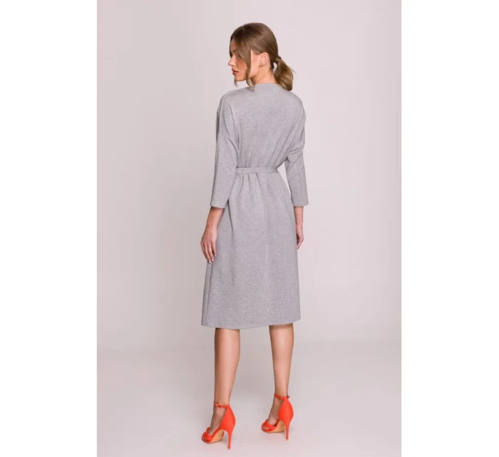 S403 Pletené šaty v nadmernej veľkosti - sivé