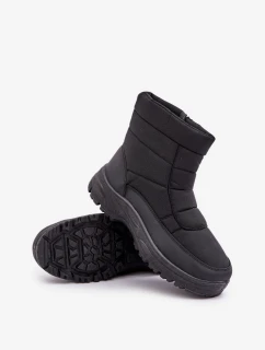 Pánske snehové topánky na zips s kožušinovou izoláciou čierne Linnora