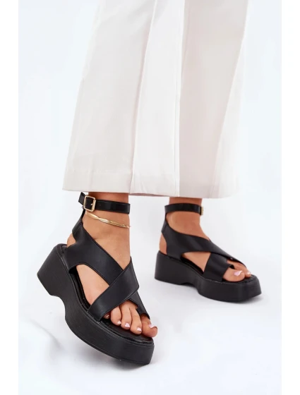Dámske sandále na platforme WS-001 Black - GIVANA