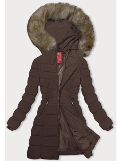 Hnedá páperová dámska zimná bunda (LHD-23032)